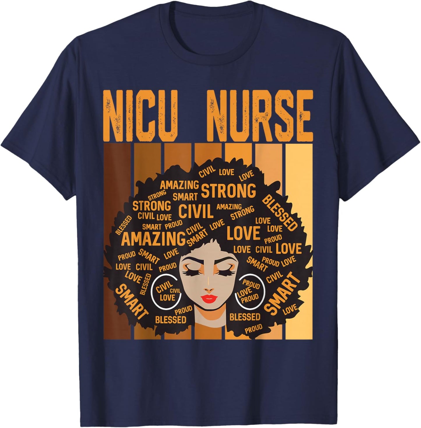 NICU Nurse Powerful Black History Month Black Pride Design T-Shirt - T-Shirt | Navy