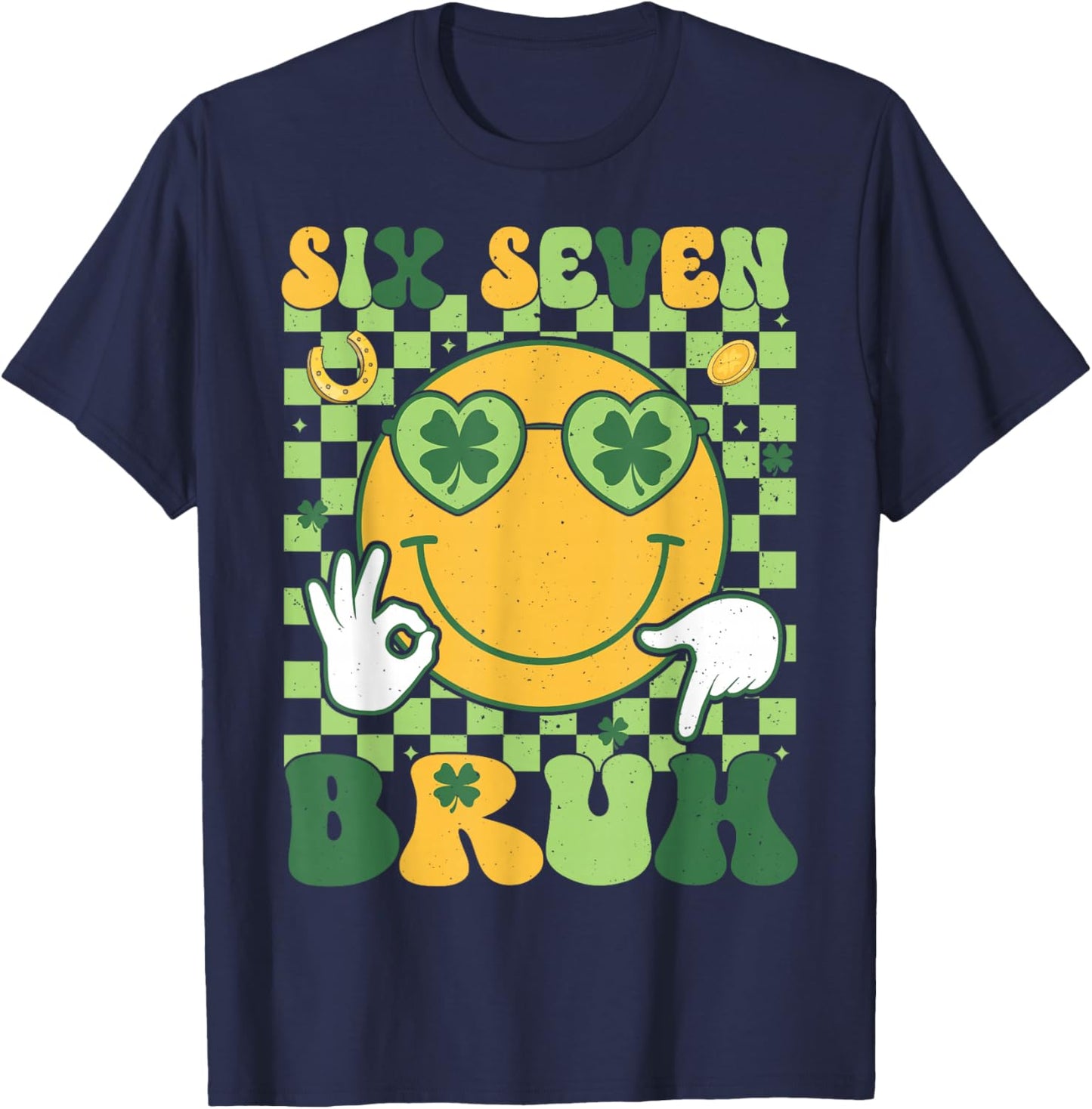 St Patricks Day Boys Kids Teens Six Seven Bruh St Paddys 67 T-Shirt - T-Shirt | Navy