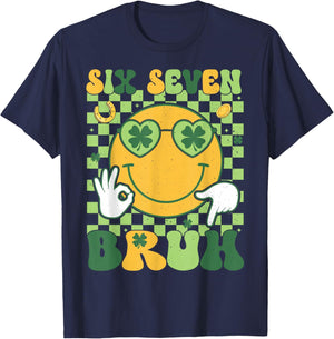 St Patricks Day Boys Kids Teens Six Seven Bruh St Paddys 67 T-Shirt - T-Shirt | Navy