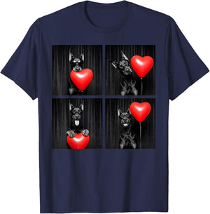 Funny Doberman Photobooth Dog Lover Design Valentines T-Shirt - T-Shirt | Navy