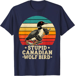 Stupid Canadian Wolf Bird - Hockey T-Shirt - T-Shirt | Navy