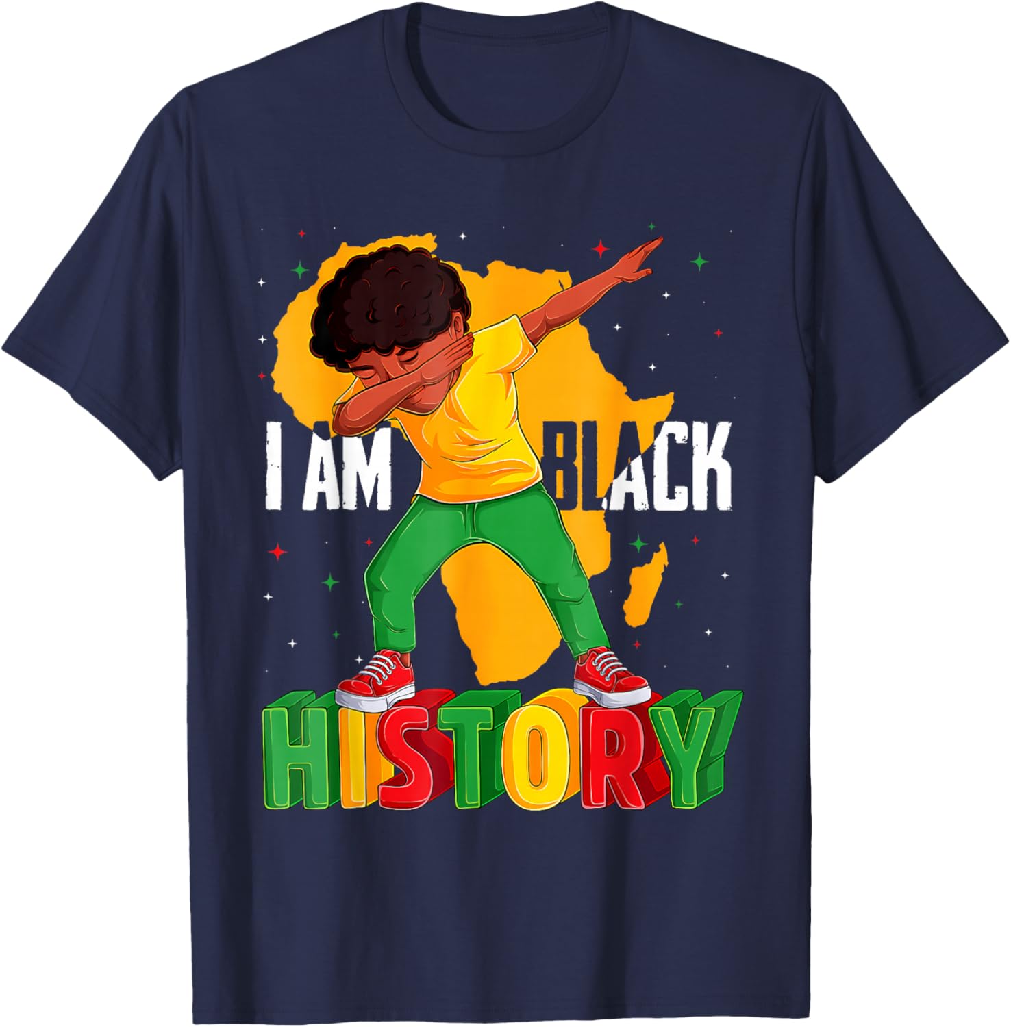 I Am Black History Kids Boys Men Black History Month T-Shirt - T-Shirt | Navy