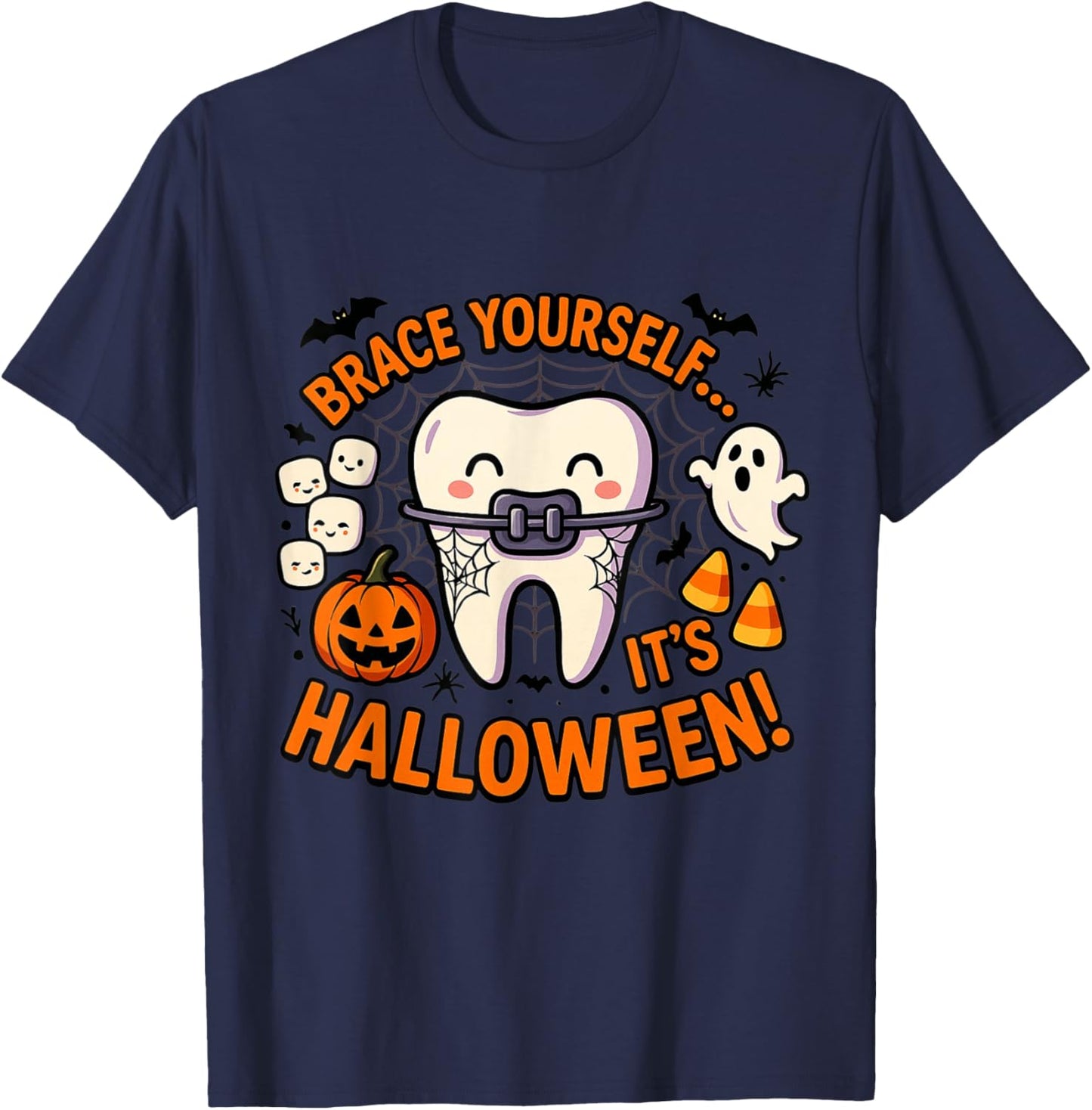 Brace Yourself Funny Tooth Halloween Costume Men Women Kids T-Shirt - T-Shirt | Navy