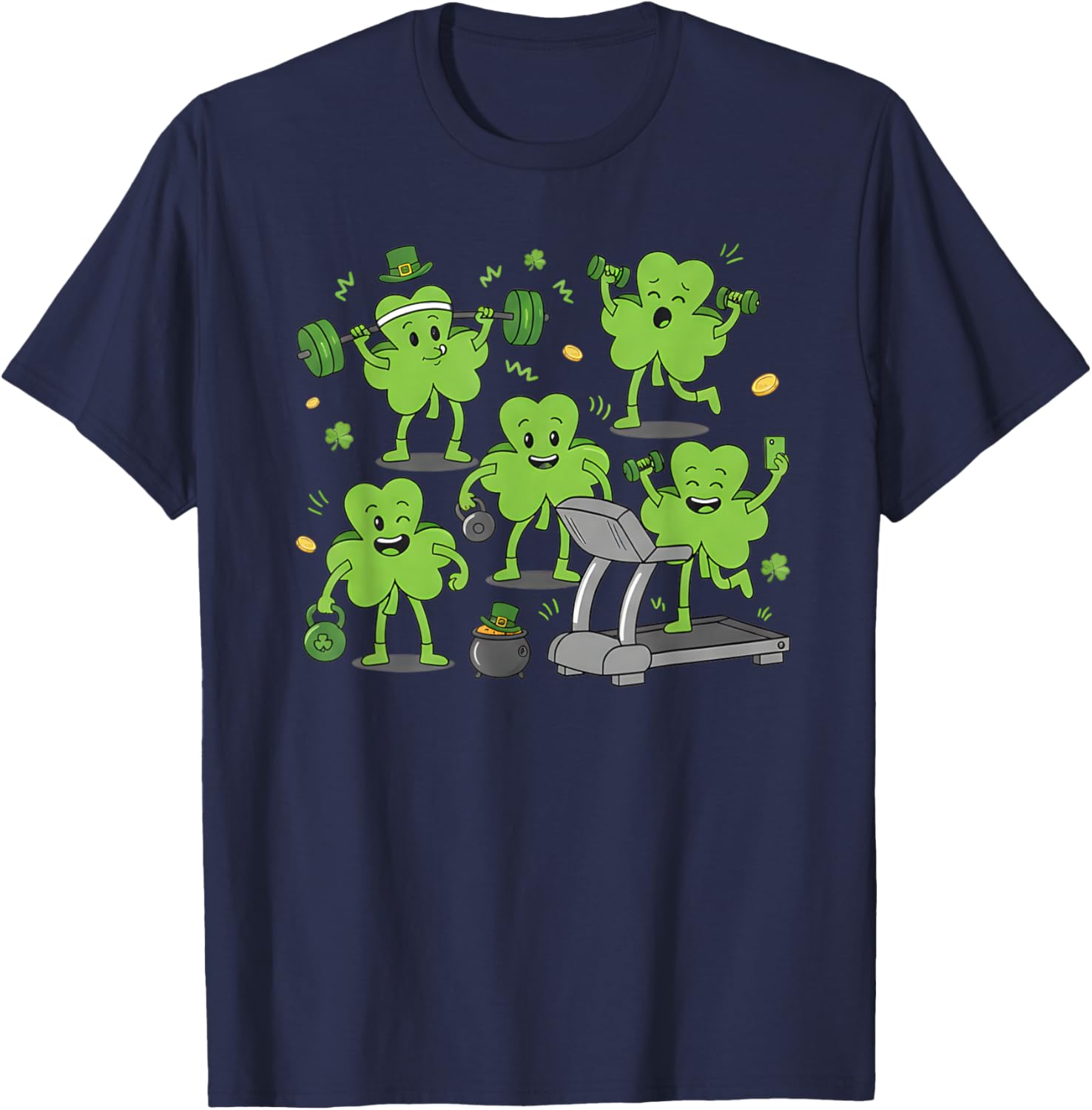 Fitness St Patricks Day Workout Shamrock Gym Men Women T-Shirt - T-Shirt | Navy