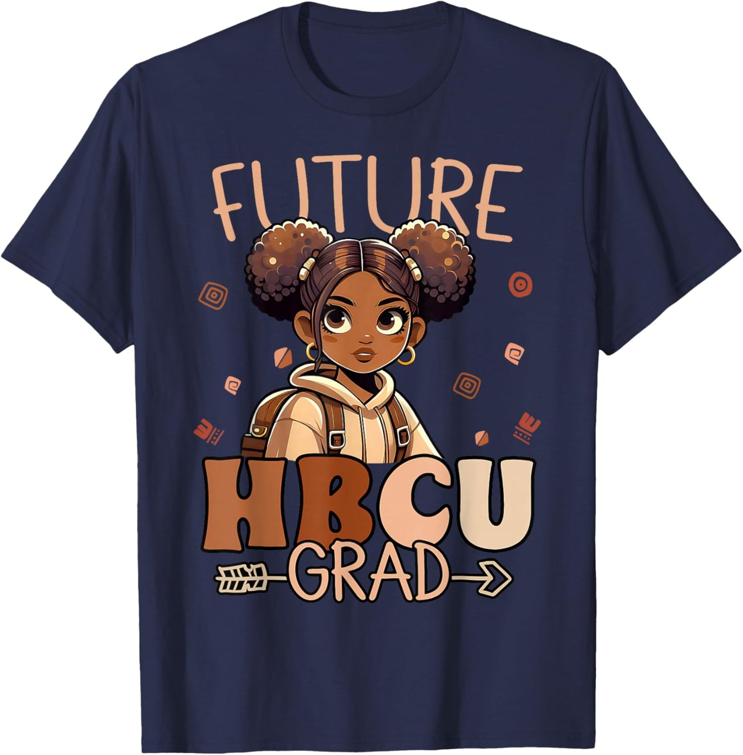 Future HBCU Grad Black Girl Graduation History HBCU Kids T-Shirt - T-Shirt | Navy