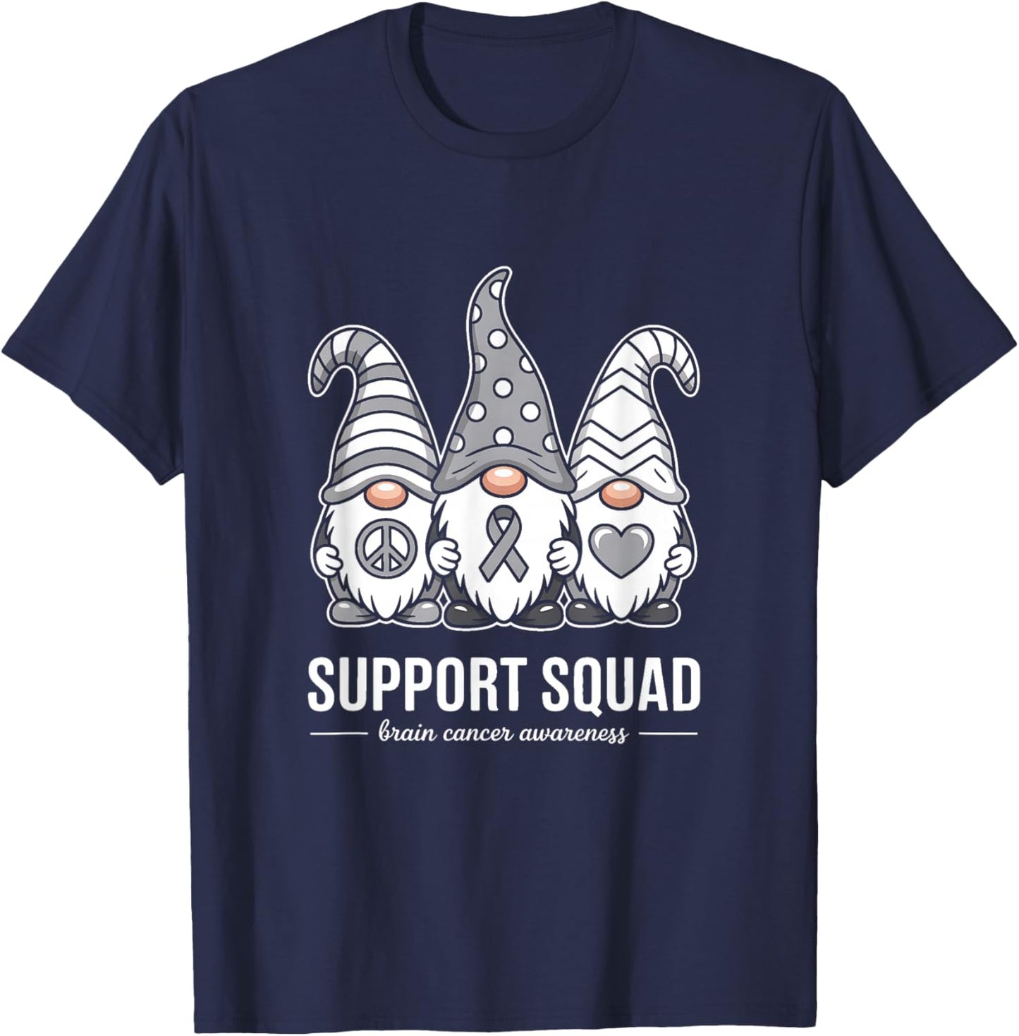 Support Squad Brain Cancer Ribbon T-Shirt - T-Shirt | Navy