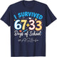 ASL American Sign Language 100 Days of School Funny 67+33 T-Shirt - T-Shirt | Navy