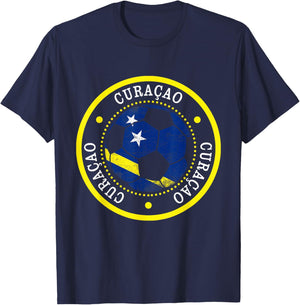 Curacao Soccer Ball,Curacao,Flag of Curacao,Curacao Flag. T-Shirt - T-Shirt | Navy