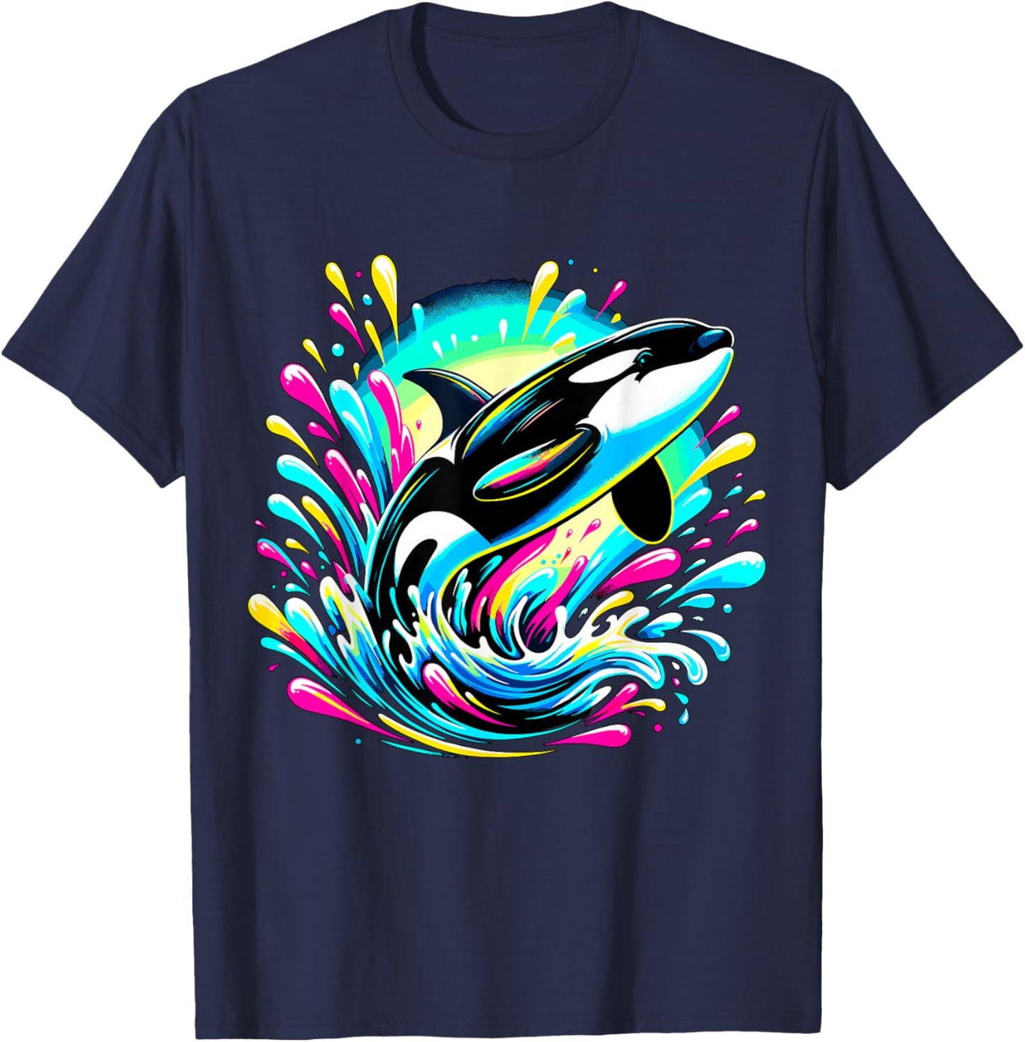 Colorful Orca Killer Whale Ocean Animal T-Shirt - T-Shirt | Navy