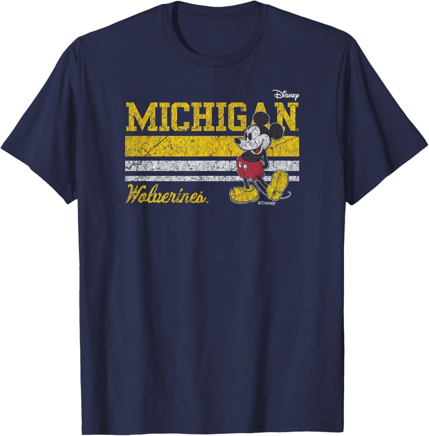 Michigan Wolverines Mickey Mouse Vintage Navy T-Shirt - T-Shirt | Navy