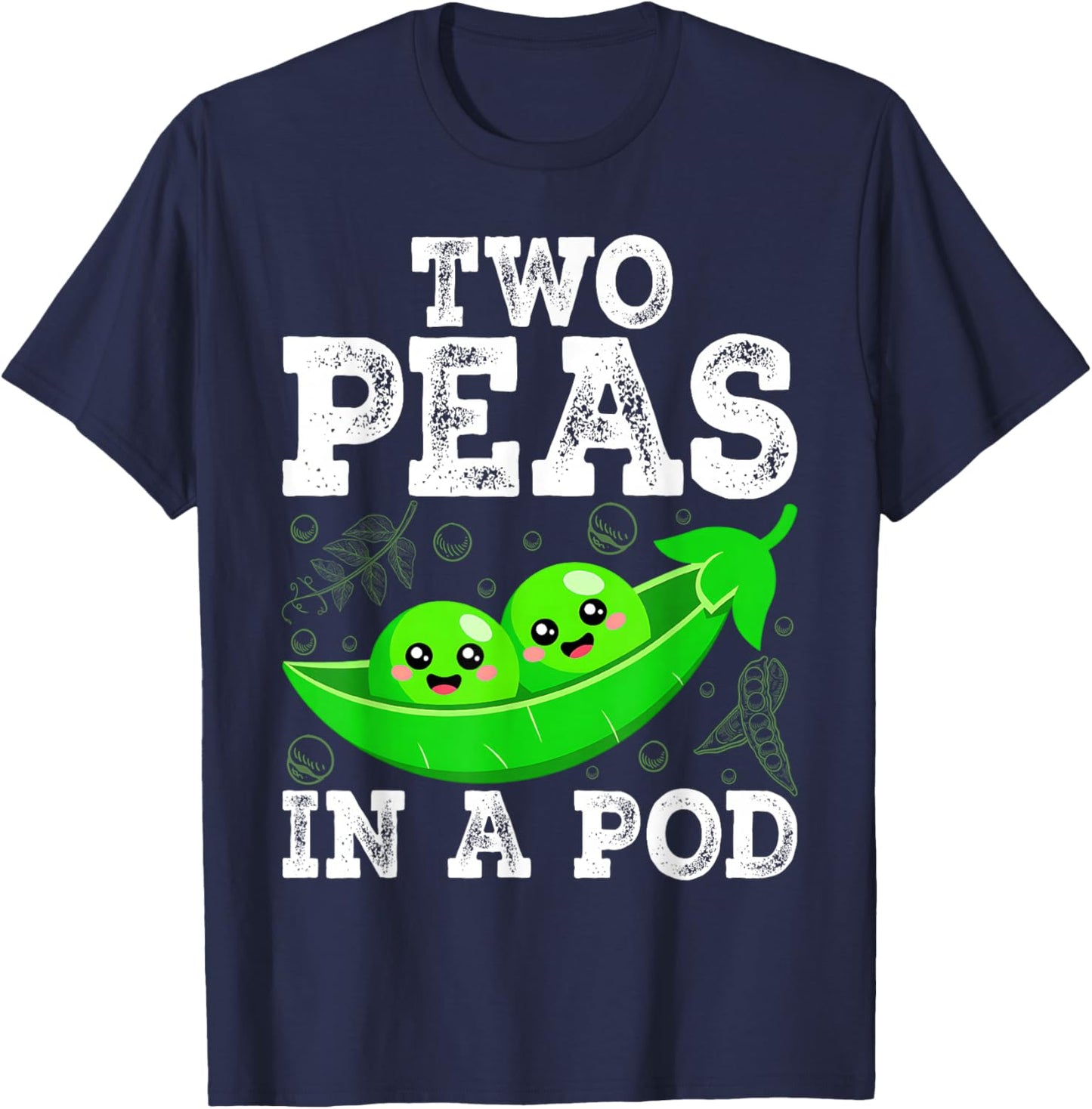 Two Peas in A Pod Cute Funny Costume T-Shirt - T-Shirt | Navy