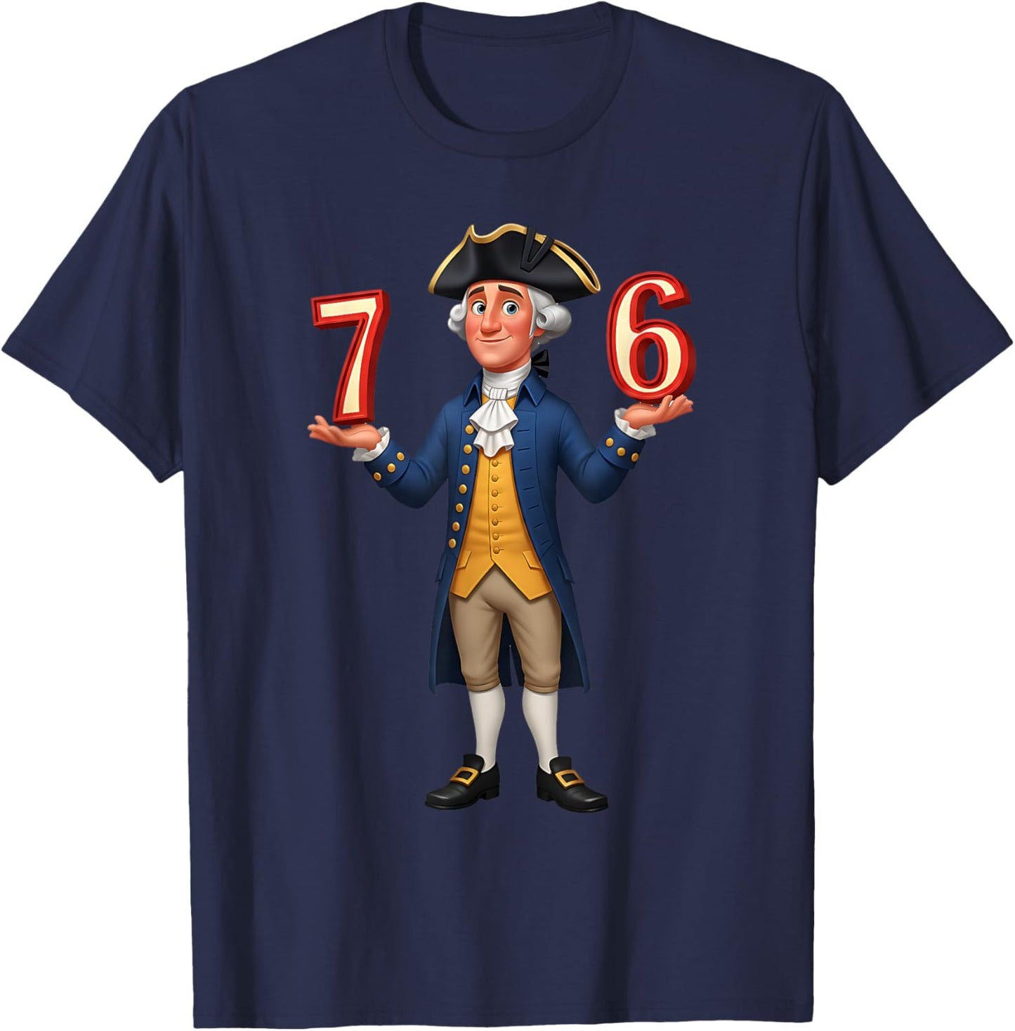 Six Seven American 67 Gen Alpha Slang 7 6 George Washington T-Shirt - T-Shirt | Navy