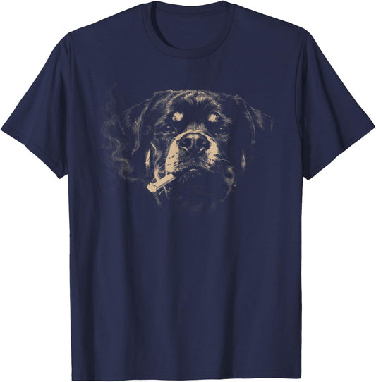Dog Smoking Funny Rottweiler Smoking Dog Meme T-Shirt - T-Shirt | Navy
