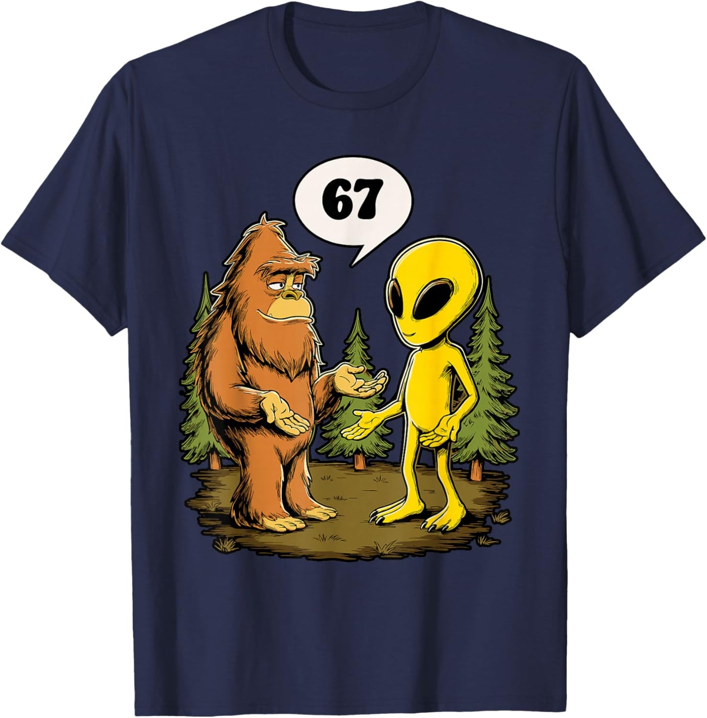 67 Funny Six Seven Gen Alpha Slang Bigfoot T-Shirt - T-Shirt | Navy