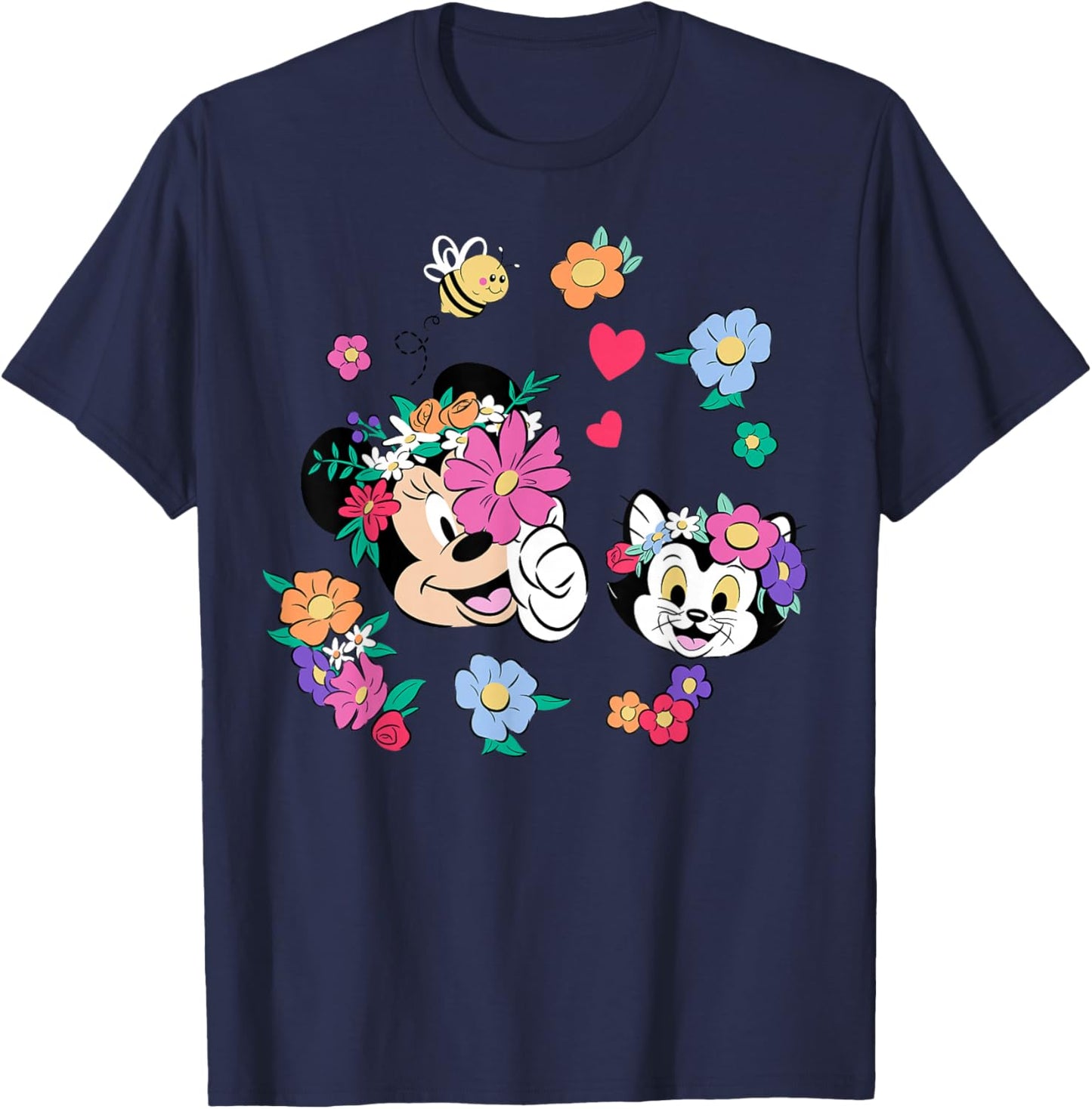 Disney Mickey and Friends Minnie Mouse & Figaro with Flowers T-Shirt - T-Shirt | Navy
