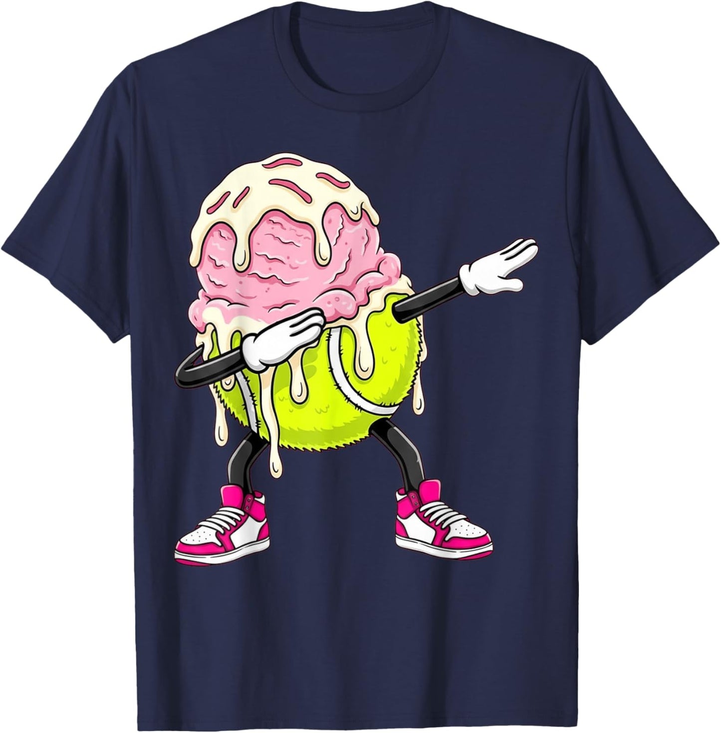 Dabbing Tennis Drip Ice Cream Kids Youth Boys Girls T-Shirt - T-Shirt | Navy