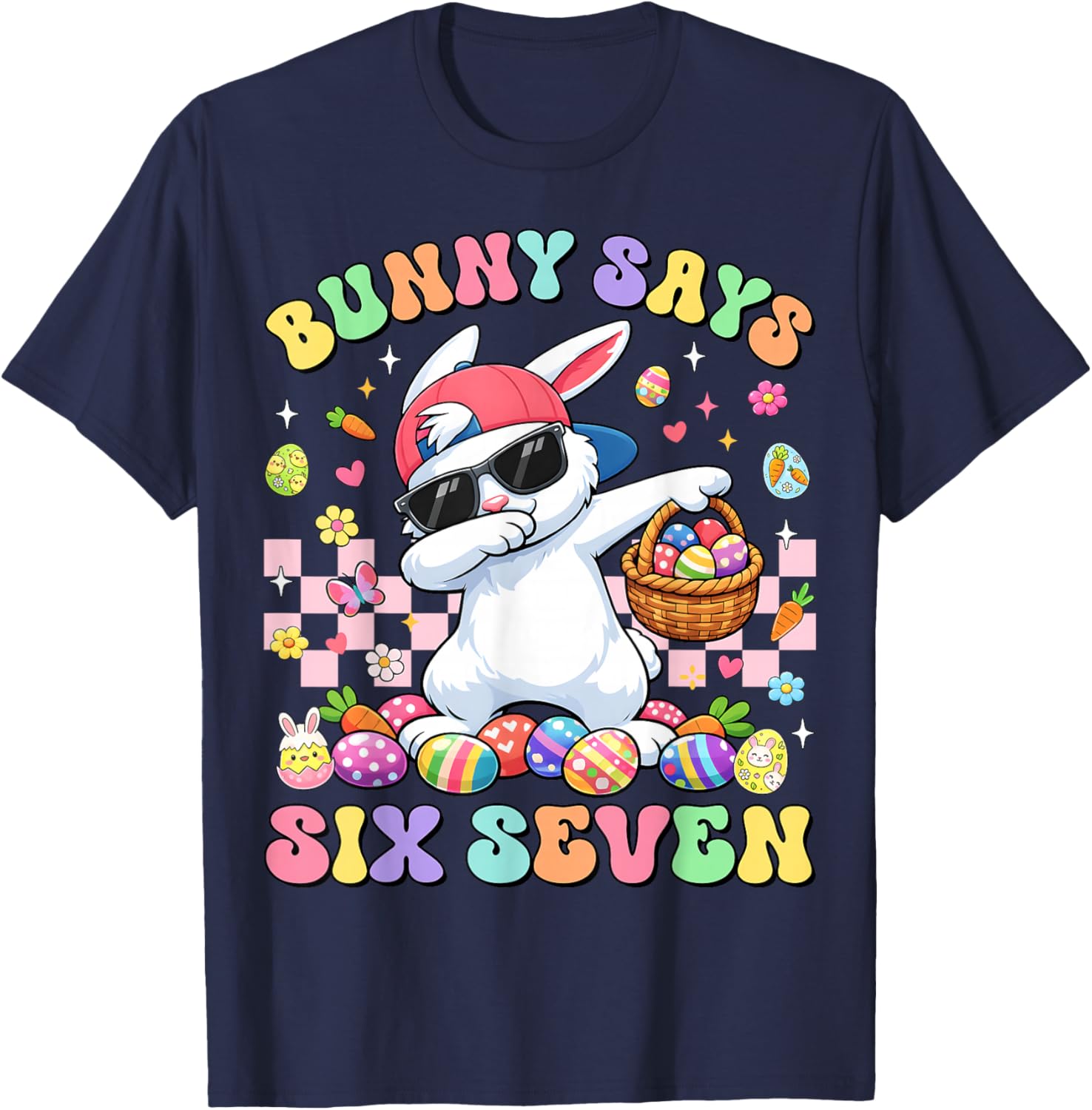 Bunny Says Six Seven Happy Easter Day Rabbit Dab 67 Boy Kids T-Shirt - T-Shirt | Navy