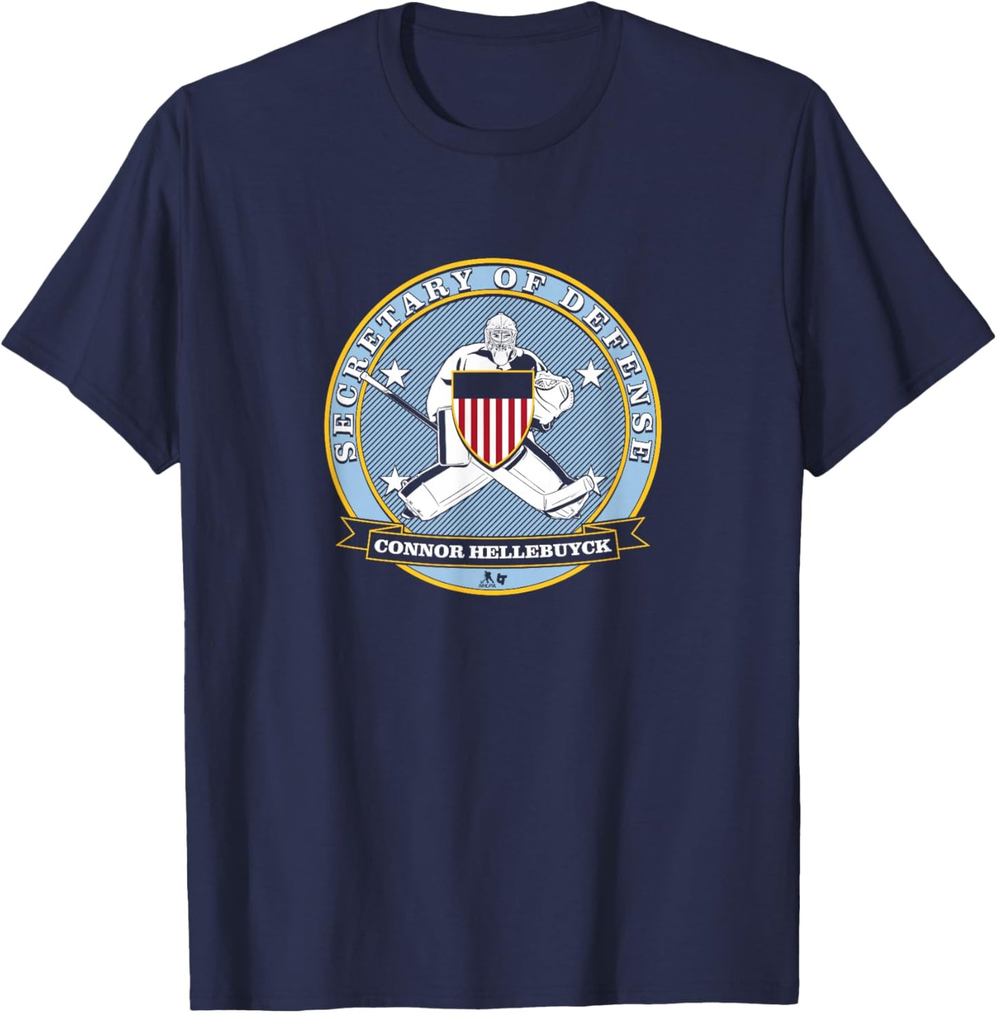 Connor Hellebuyck - Secretary of Defense - Pro Hockey T-Shirt - T-Shirt | Navy