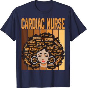 Cardiac Nurse Powerful Black History Month Black Pride T-Shirt - T-Shirt | Navy