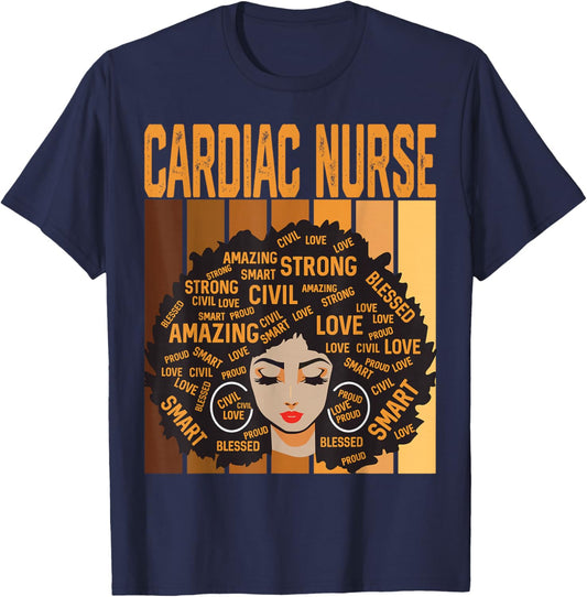 Cardiac Nurse Powerful Black History Month Black Pride T-Shirt - T-Shirt | Navy