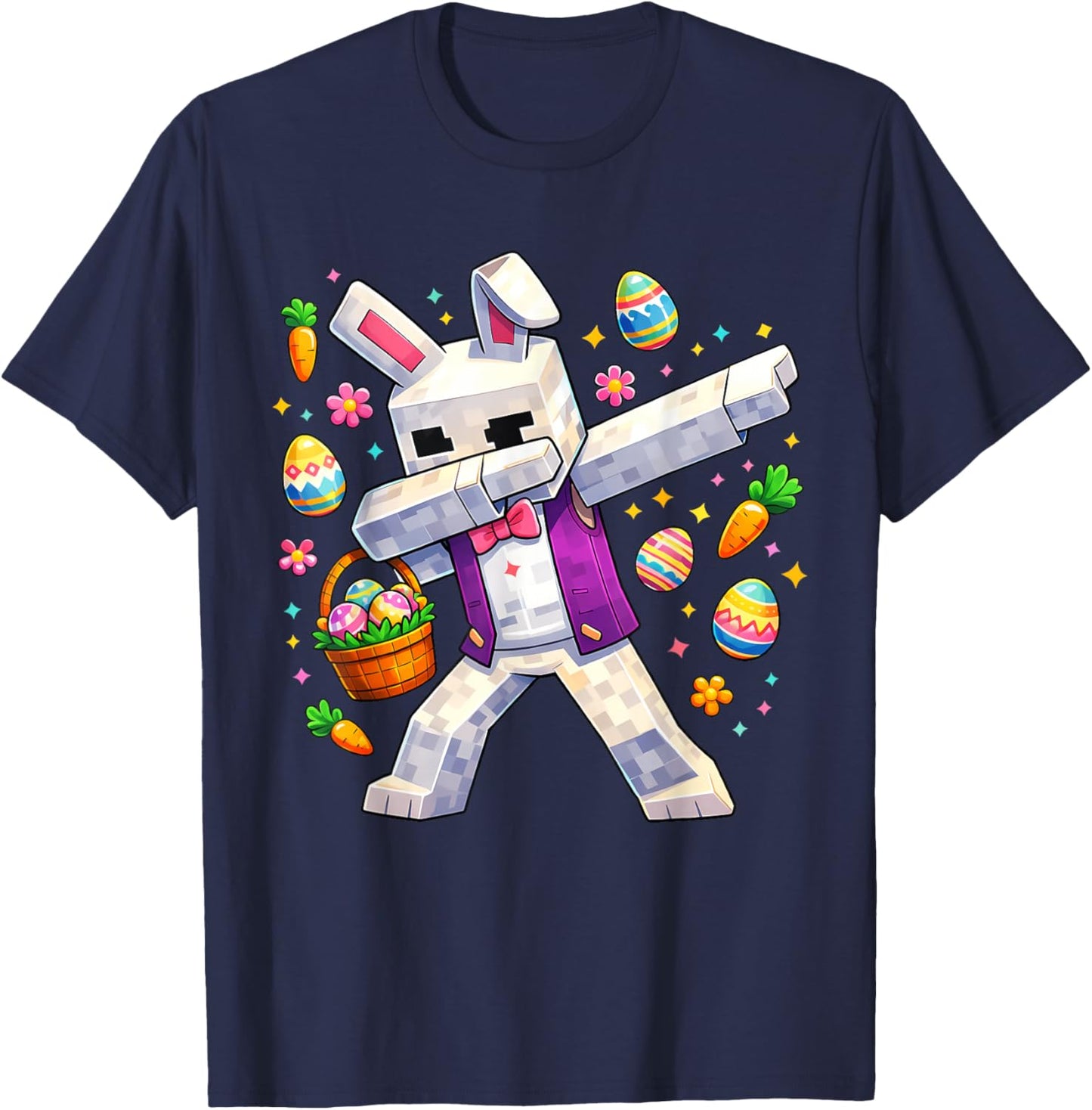 Funny Boy Easter Day Bunny Dabbing Gaming Easter Kids Boys T-Shirt - T-Shirt | Navy