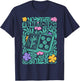 Boho Floral Mahjong Player Matching Mahjong Club Game Set T-Shirt - T-Shirt | Navy