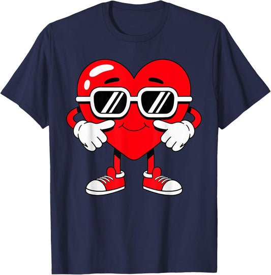 Valentines Love Heart Peace T-Shirt - T-Shirt | Navy