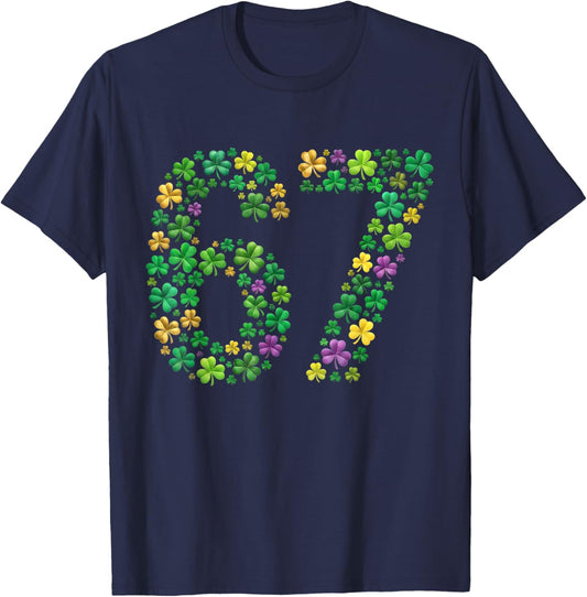 67 Funny Six Seven Gen Meme Lucky Vibes St. Patrick’s Day T-Shirt - T-Shirt | Navy