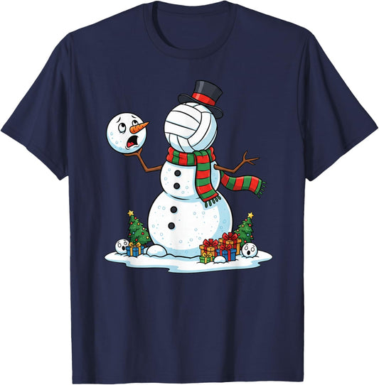 Funny Christmas Volleyball Snowman Xmas Kids T-Shirt - T-Shirt | Navy