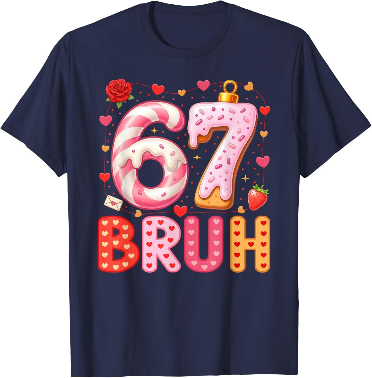 67 Meme 6 7 Numbers Six Seven Bruh Boys Kids Valentines Day T-Shirt - T-Shirt | Navy