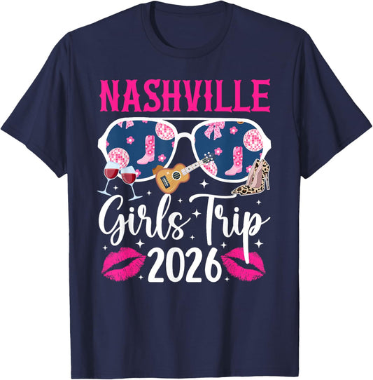 Nashville Girls Trip 2026 Girls Vacation Nashville Travel T-Shirt - T-Shirt | Navy