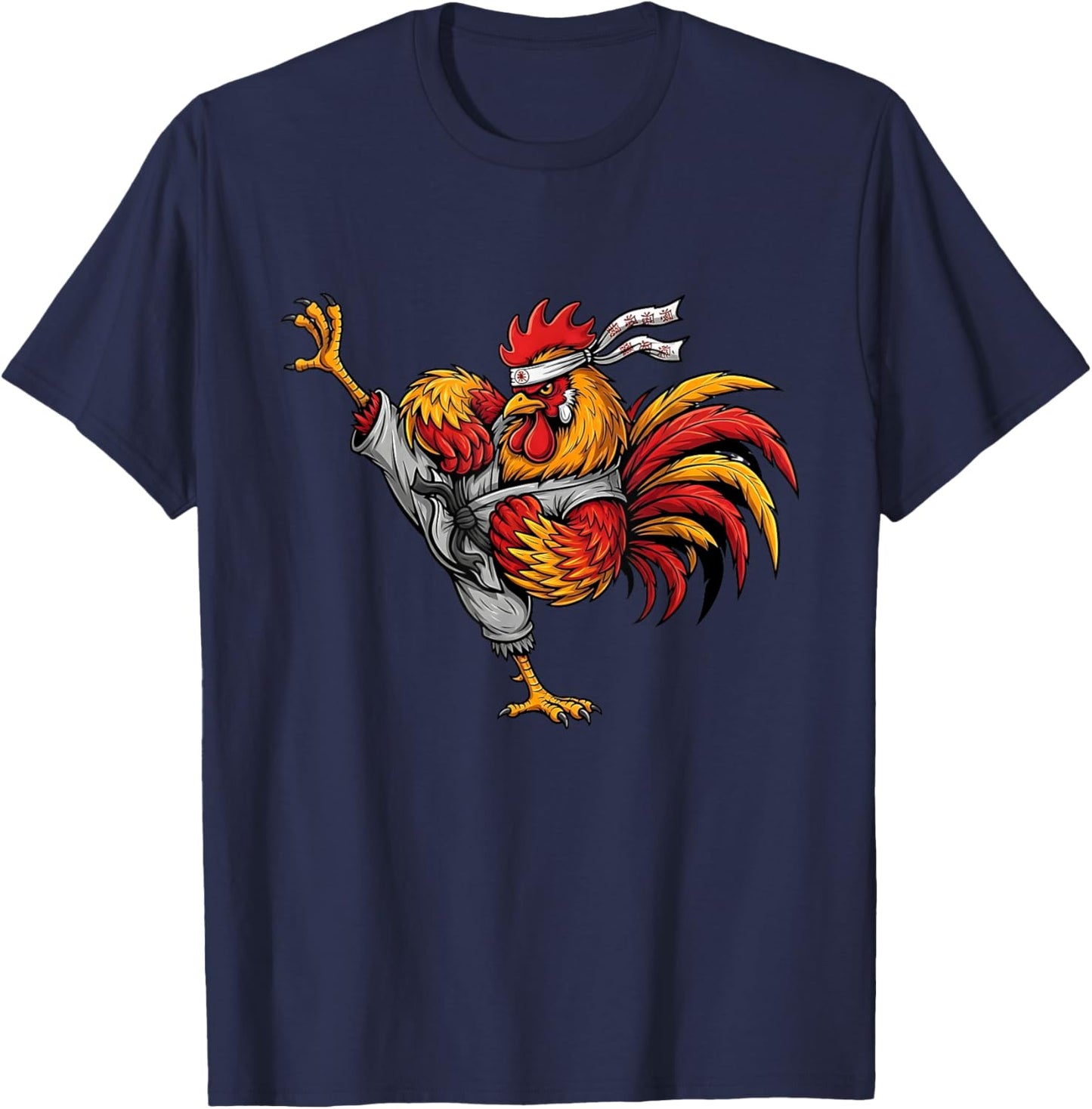Funny Martial Arts Rooster MMA Kick Fighter Karate Chicken T-Shirt - T-Shirt | Navy