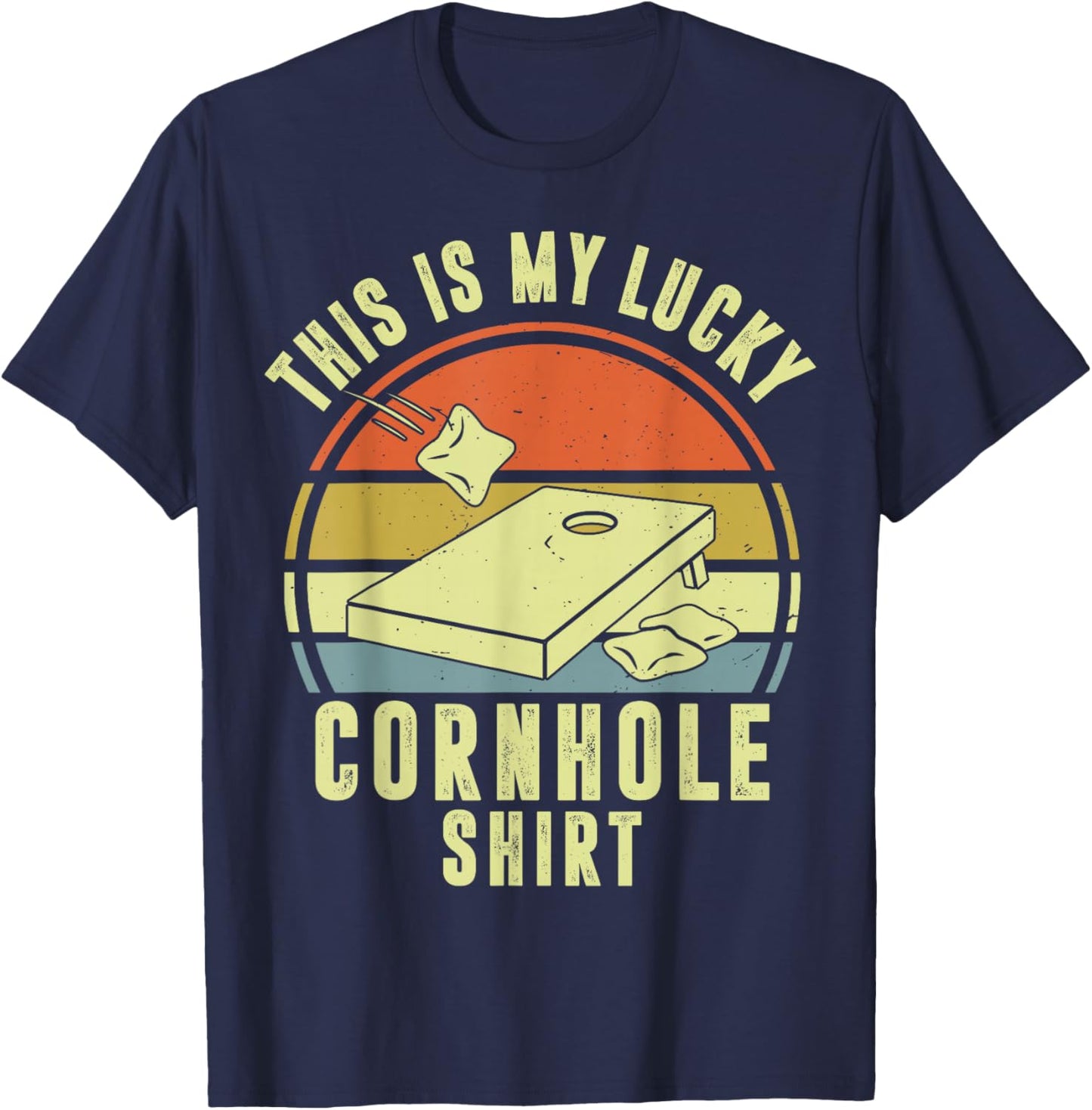 This is My Lucky Cornhole Shirt Daddy Team Funny Corn Hole T-Shirt - T-Shirt | Navy