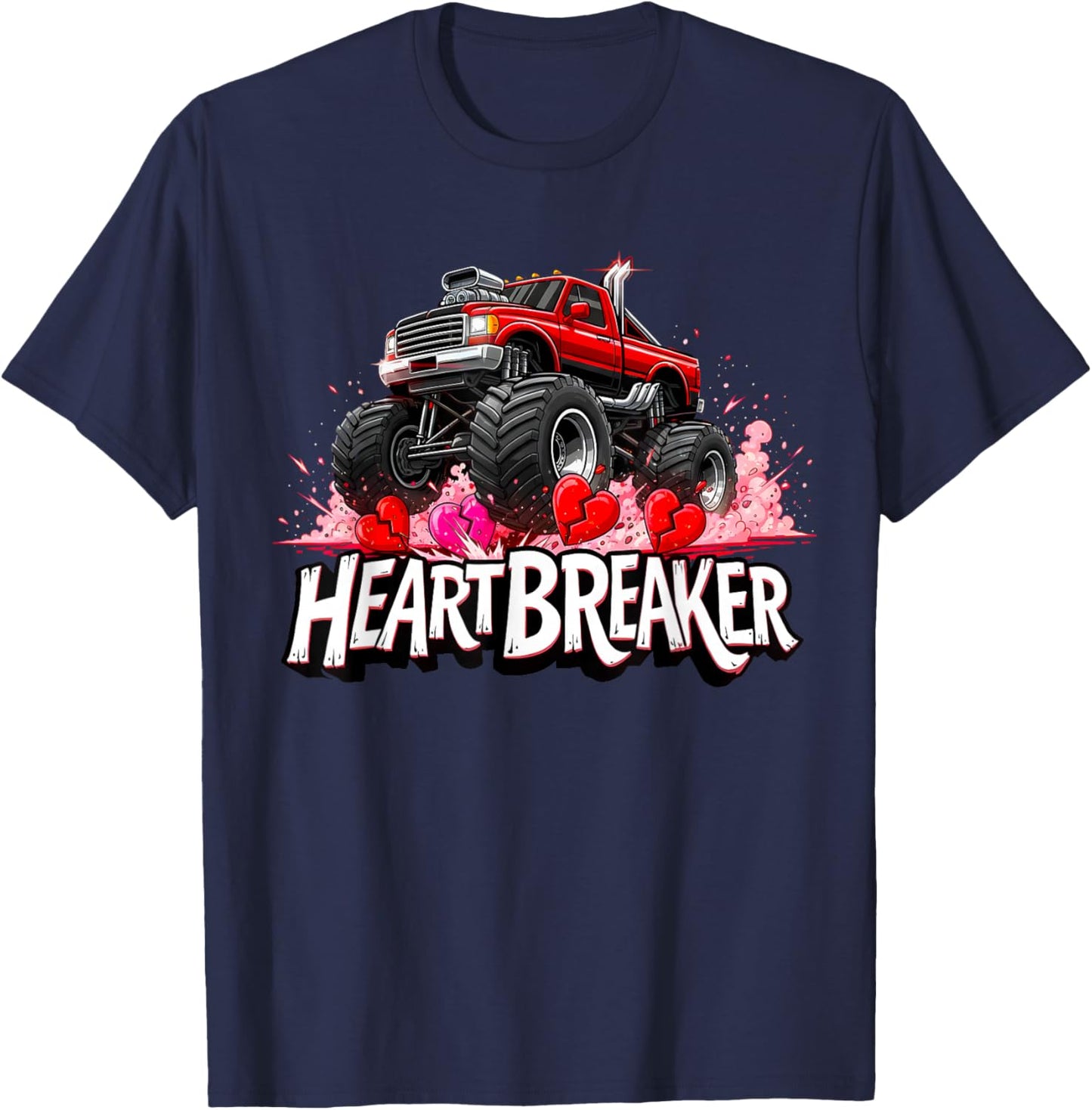 I Crush Hearts Valentine Monster Truck Kids T-Shirt - T-Shirt | Navy