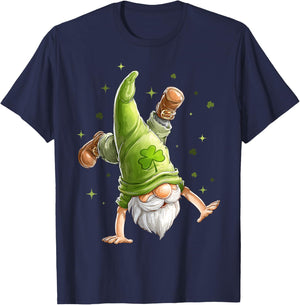 Cartwheel Gymnast Gnome Shamrock St. Patricks Day Gymnastic T-Shirt - T-Shirt | Navy