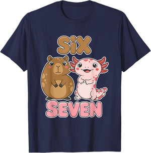 Six Seven Capybara Axolotl 67 Meme Dino Kids Toddler Boys T-Shirt - T-Shirt | Navy