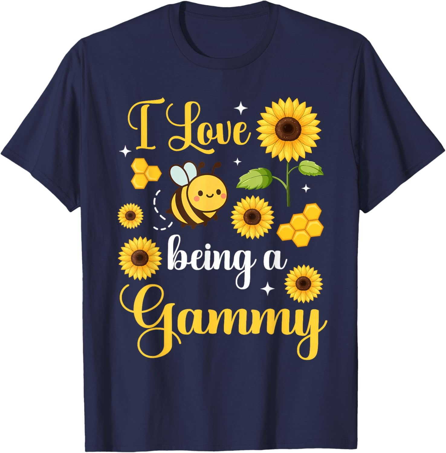 I Love Being A Gammy Sunflower and Bee T-Shirt - T-Shirt | Navy