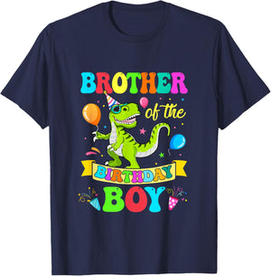 Brother of The Birthday Boy T-Rex Dinosaur Birthday T-Shirt - T-Shirt | Navy