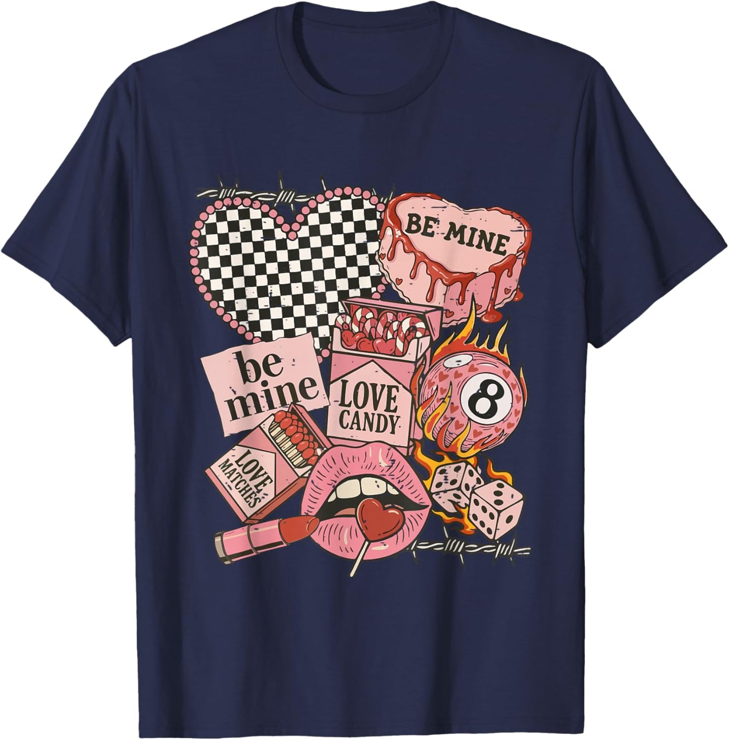 Vintage Western Valentine Collage Howdy Cowgirl XOXO Love T-Shirt - T-Shirt | Navy