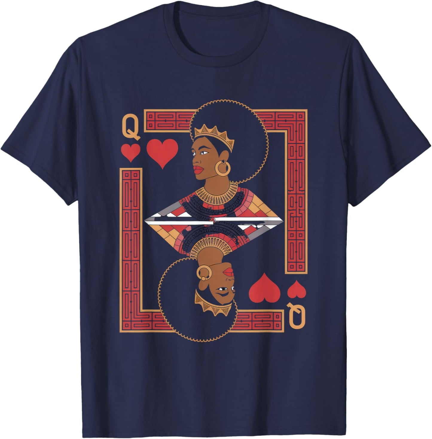 African Queen Card Melanin Black Pride BLM Juneteenth T-Shirt - T-Shirt | Navy