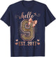 Hello Ninne EST 2017 9th Birthday Coquette 9 Year Leopard T-Shirt - T-Shirt | Navy