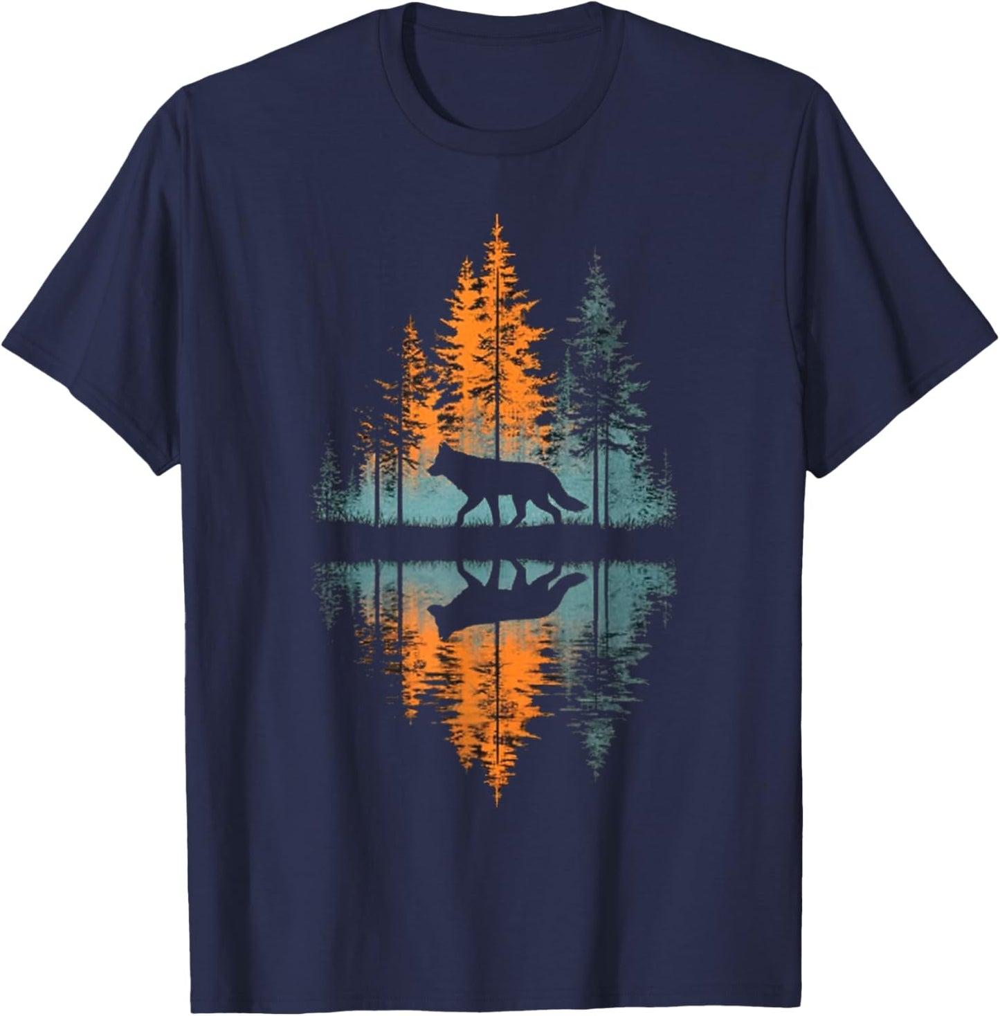 Funny Wolf Cool Nature Wildlife Graphic Wolf Lover Gifts T-Shirt - T-Shirt | Navy
