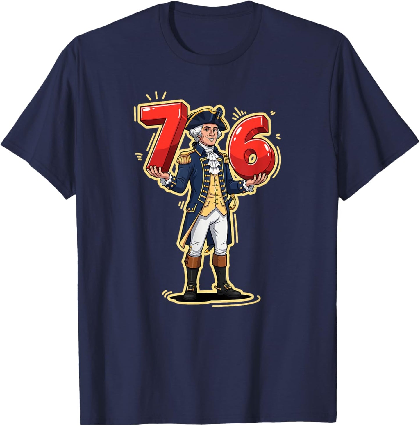Funny George Washington Six Seven 6 7 Meme T-Shirt - T-Shirt | Navy