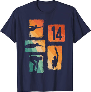14th Birthday Swimmer Swimming 14 Year Old Boy T-Shirt - T-Shirt | Navy