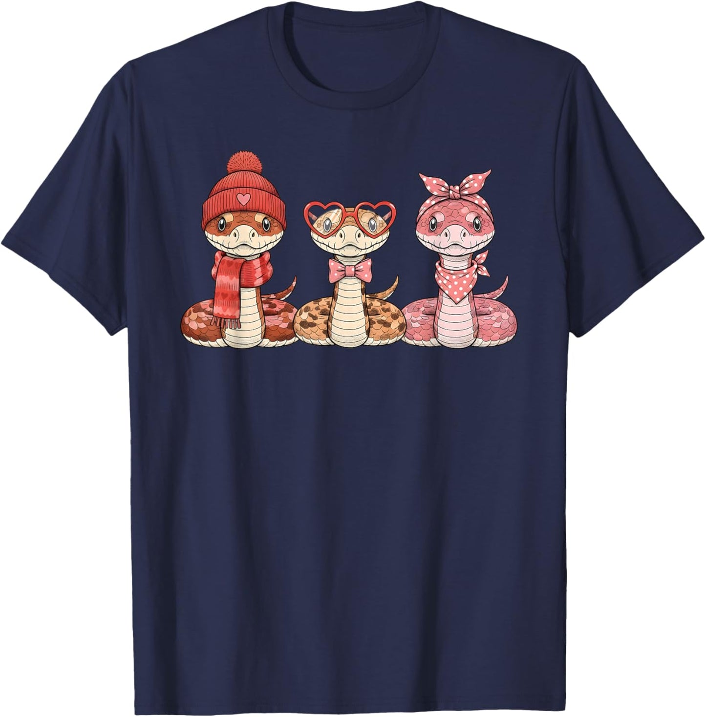 Retro Hognose Snake Cute Valentine T-Shirt - T-Shirt | Navy