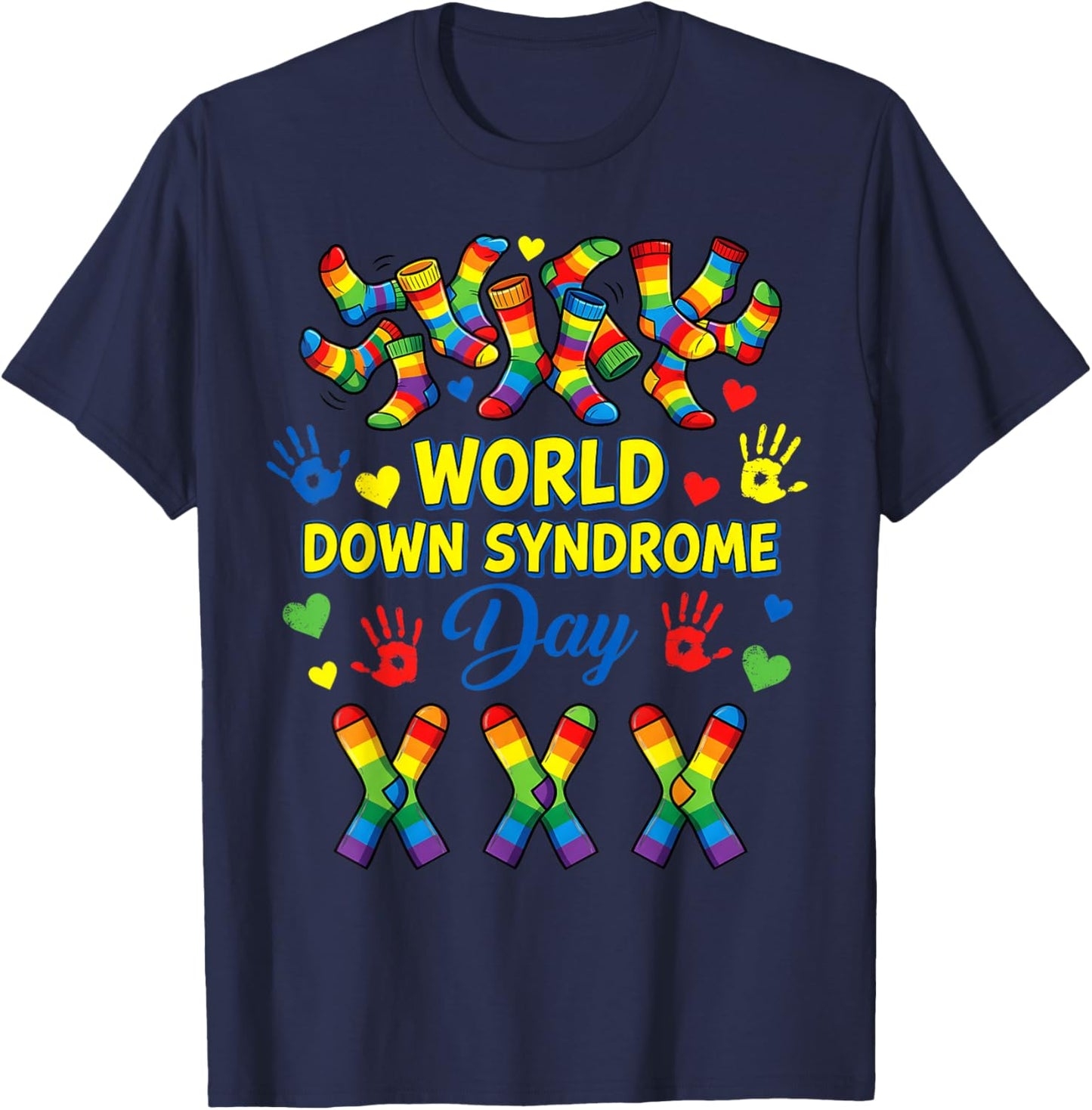 Rock Your Socks Support Awareness World Down Syndrome Day T-Shirt - T-Shirt | Navy