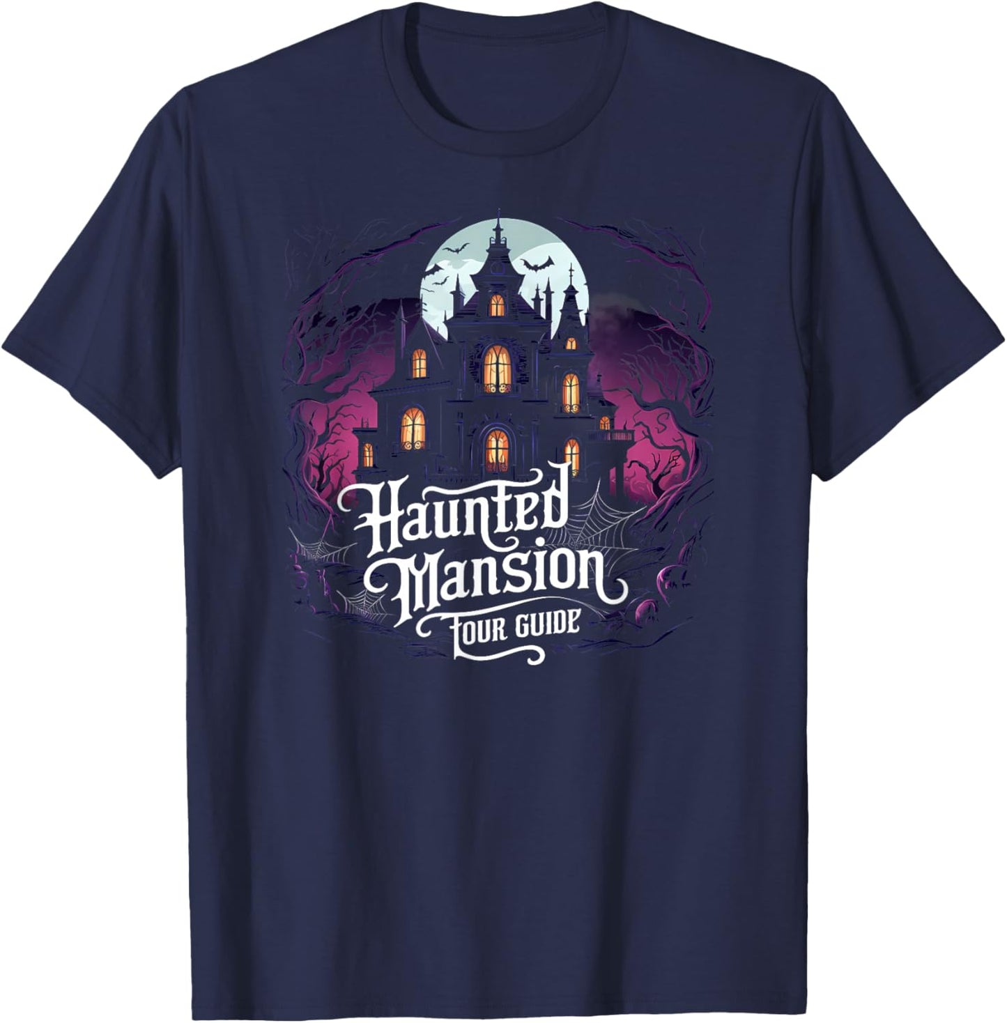 Halloween Haunted Mansion Tour Guide: Spooky Night Awaits T-Shirt - T-Shirt | Navy