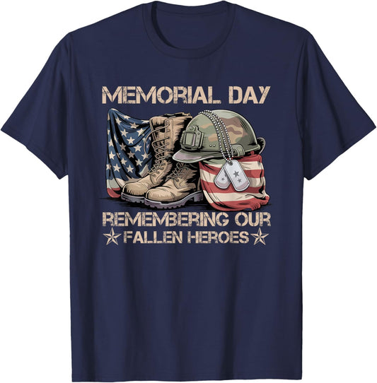 Memorial Day Remember Our Fallen Heroes Patriotic Men Women T-Shirt - T-Shirt | Navy