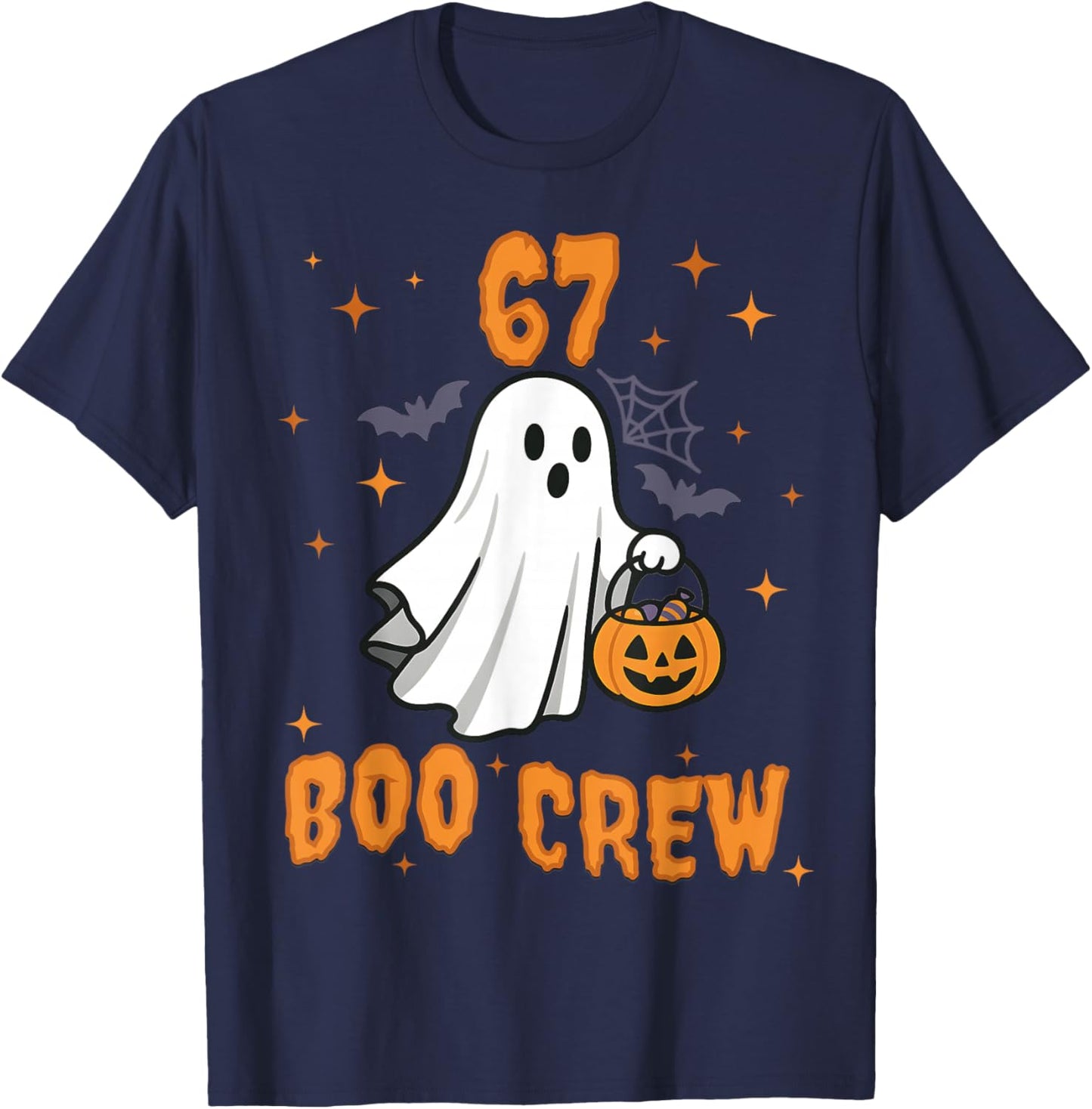 67 Halloween Ghost Boo Crew Matching Funny Brainrot Kids T-Shirt - T-Shirt | Navy