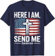 Here I Am Send Me Isaiah 6:8 Christian USA Flag Bible Verse T-Shirt - T-Shirt | Navy